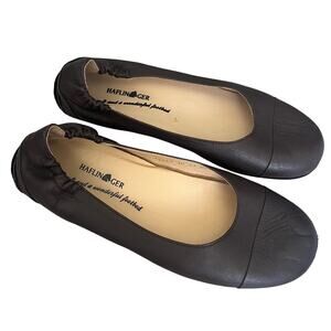 Haflinger Women's 10 Brown Leather Comfort Ballet Flat Round Cap Toe